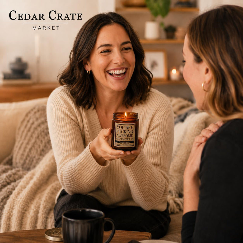 You are Fucking Awesome Candle, Funny Encouragement Gift for Friends Coworkers Family, Citrus Lavender Woody Scented