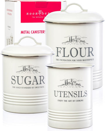 Kitchen Canisters for Countertop, 3-Piece Set with Utensil Holder - Set of 3