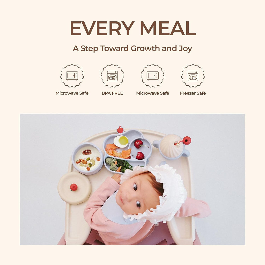 Feeding Set, Gelato Collection Baby Led Weaning Supplies, First Self-Feeding Ice Cream Set, Silicone Suction Bowl