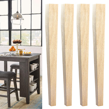 29 inch Unfinished Solid Wood Tapered Slim Dining Table Legs, 4Pcs