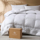 Queen Comforter, White Goose Down Bed Comforter Queen,All Season Ultra Soft 100% Cotton Luxury Hotel