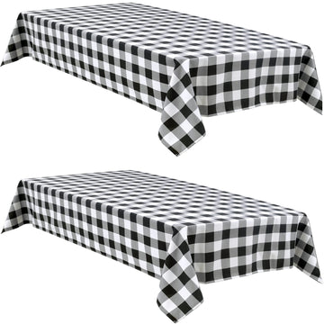 Buffalo Plaid Tablecloth, 2 Pack, 60 x 84 inch, Black and White