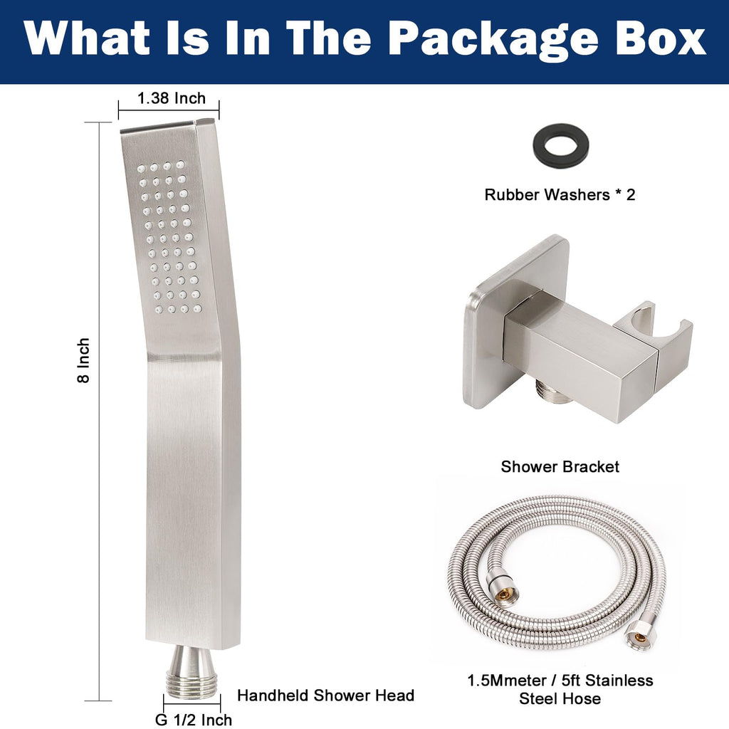 Hand Held Shower Head, Luxury High Pressure Shower Kit with Wall Connector and Hose Set, Showering System