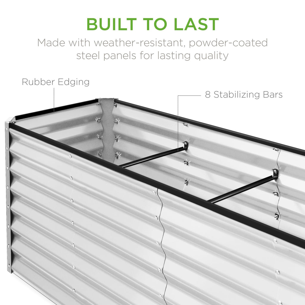 8x2x2ft Raised Outdoor Metal Garden Bed, Deep Root Box Planter for Vegetables, Flowers, Herbs, 240 Gallon Capacity