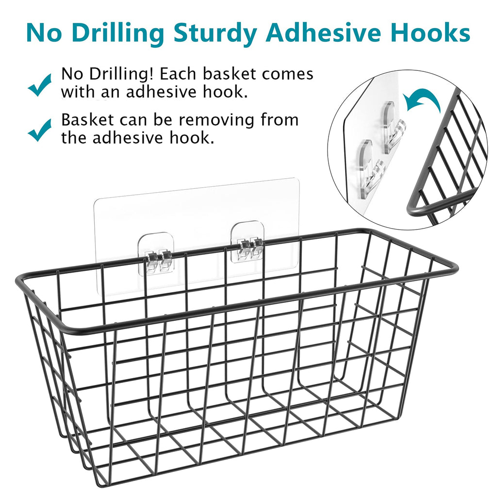 Over the Cabinet Door Organizer Wall Wire Baskets Hanging Kitchen Basket Shelf for Cabinet & Pantry Organization and