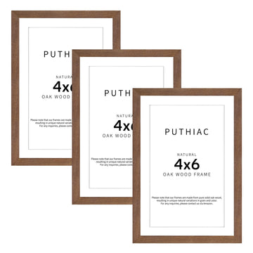 4x6 Solid Oak Wood Picture Frames, Walnut, 3 Pack
