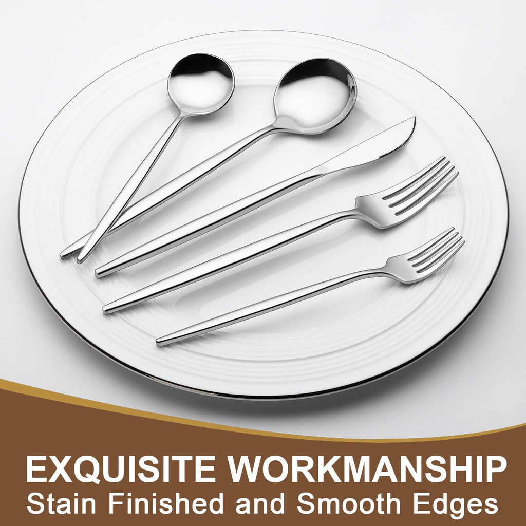 Silverware Set 20 Piece, Stainless Steel Flatware Set Service for 4, Cutlery Utensil Sets Restaurant, Include Knife