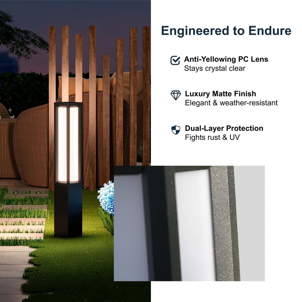 32" Bollard Light, 12V Low Voltage Aluminum LED IP65 Waterproof Modern Outdoor Landscape Path Lights 3000K Curb