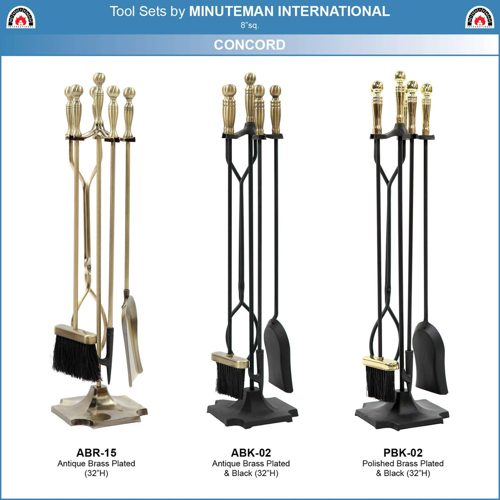 International Concord 5-piece Fireplace Tool Set, Antique Brass