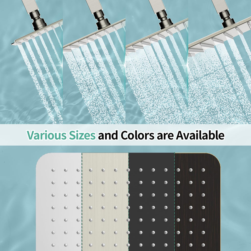 12 Inch Rain Shower Head, High Pressure Rainfall Showerhead Large Waterfall Shower Head Ultra Thin Water Saving
