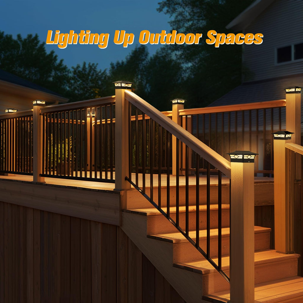 Solar Post Cap Lights Outdoor 12pack, Waterproof Solar Powered Deck Fence Post Lights for 4x4 Wood/Vinyl Posts, Solar