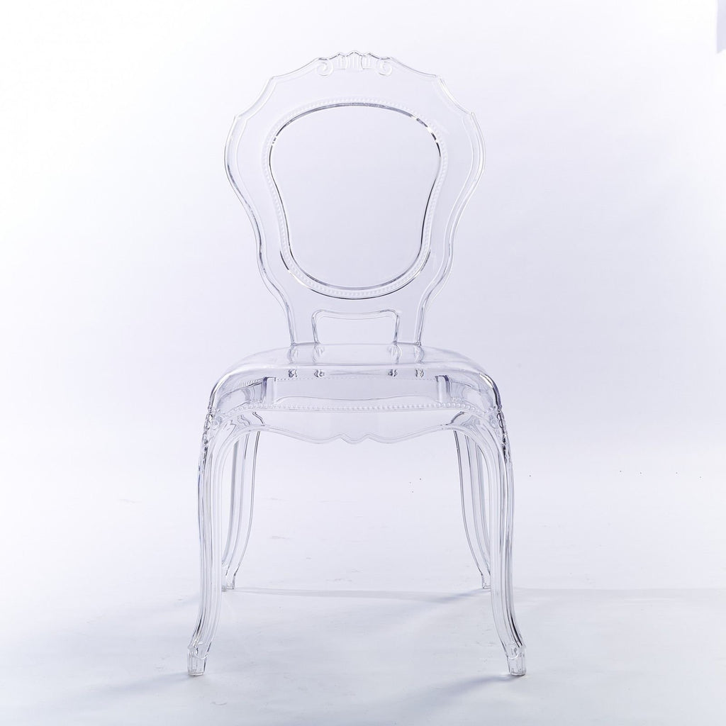 Set of 2 Stackable Ghost Dining Chairs | Clear Transparent Vanity Armless Chair | Louis Belle Style Patio Indoor