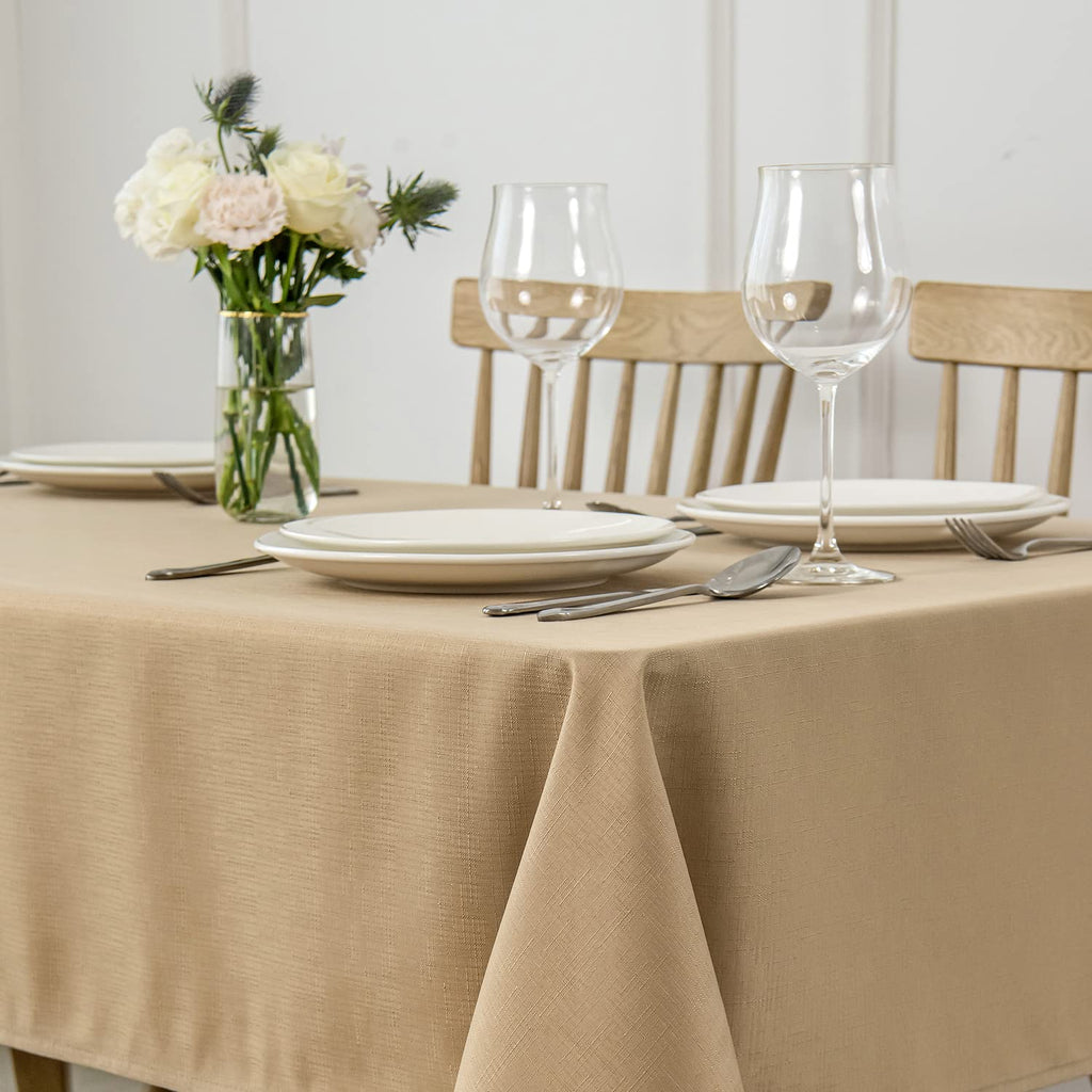 Faux Linen Texture Tablecloth Stain Resistant Waterproof, Wrinkle Resistant Washable Table Cloth, Fabric Table Cover