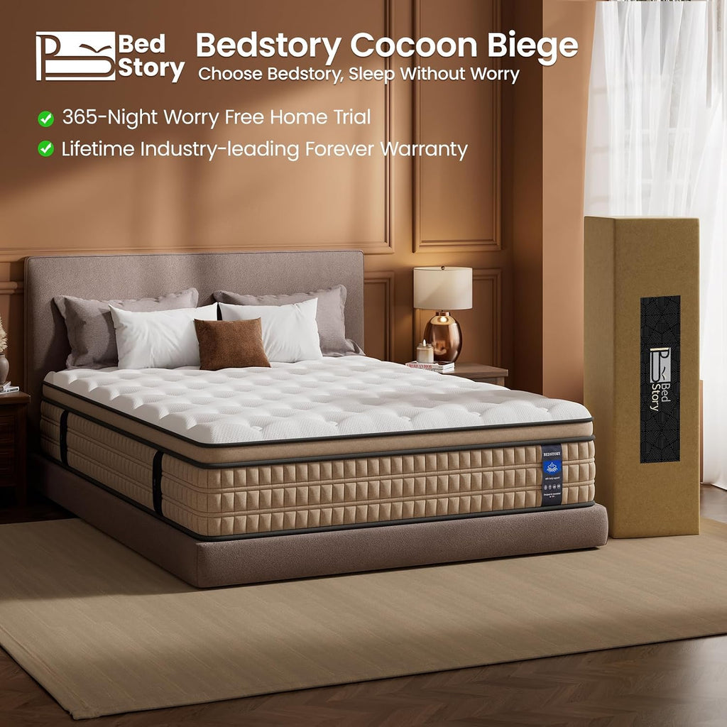 14 inch Firm Cal King Size Mattress - Pain-Relieving Hybrid Mattress for Extra Lumbar & Hip Support - Bed in a Box