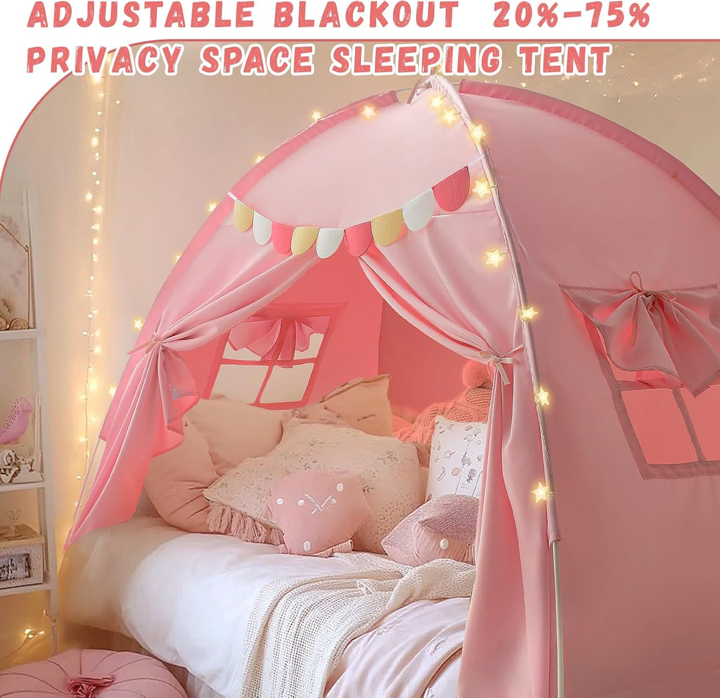 Twin Bed Tent for Kids, Bed Canopy Privacy Sleep Tents for Girls, Pink