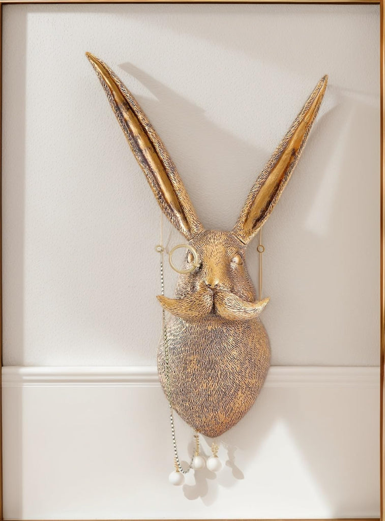 Art Deco Animal Head Wall Sculpture - Brass-Toned Resin