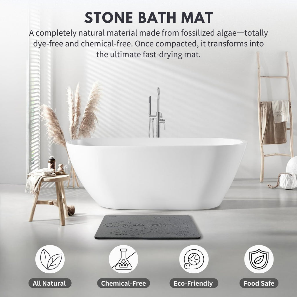 Extra Large Diatomaceous Earth Stone Bath Mat, 31.5"x19.7"