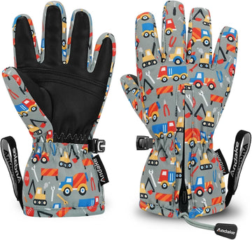 Waterproof &Breathable Kids Snow Gloves, Toddler Winter Warm Ski Gloves for Boys Girls