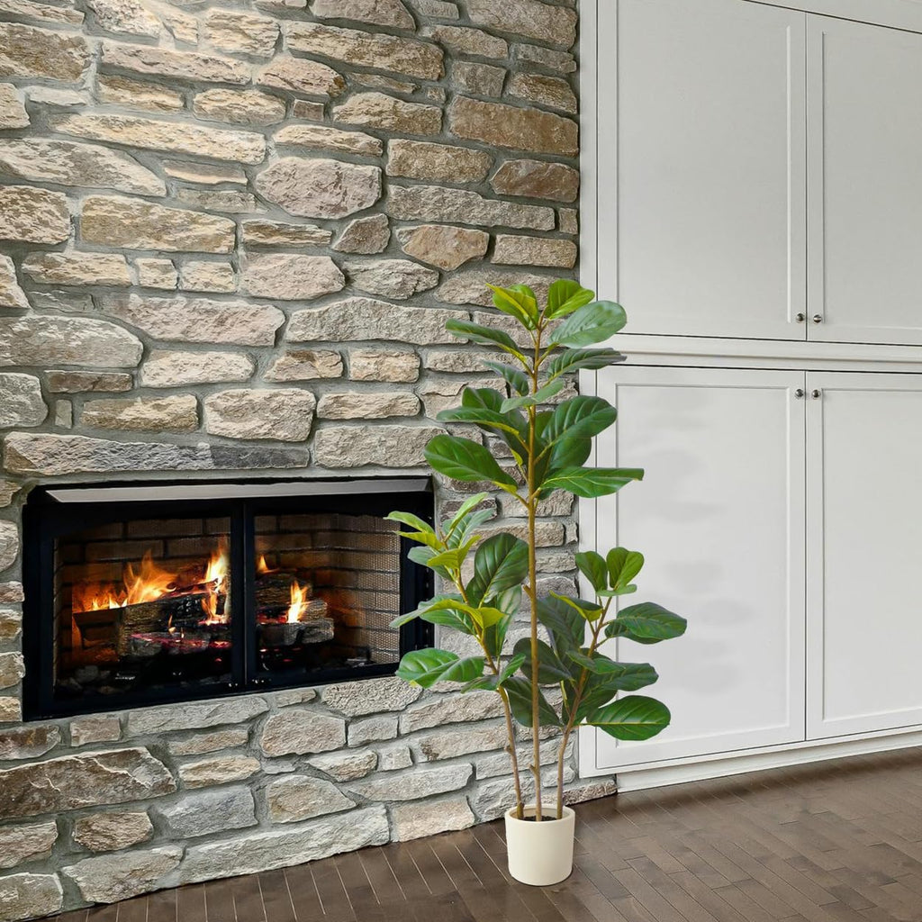 Artificial Fiddle Leaf Fig Tree 5ft Tall with White Planter