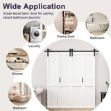 64" x 84" Frosted Glass Bifold Sliding Barn Door with Hardware Kit Included, Pre-Assembled Solid Cor
