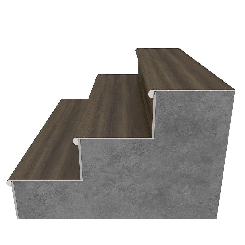 EverLux Basic 20 mm. T x 48.42 in. L x 11.81 in. W Vinyl Stair Tread (4 Pieces) (Hickory)