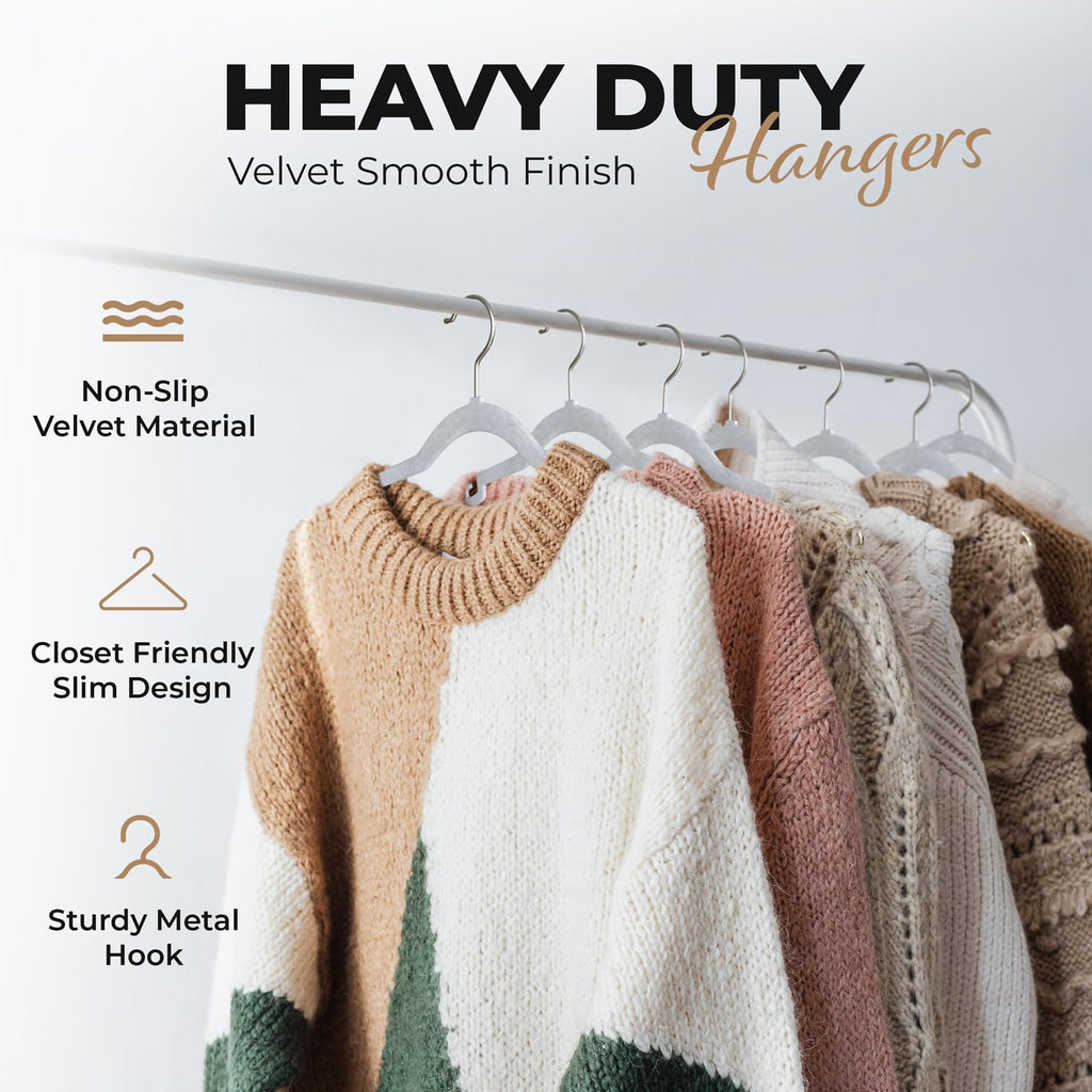 100 Pack Velvet Hanger for Shirt Pants Dresses Skirts Suits Jackets - Slim Space Saving Design - Standard Coat Hanger