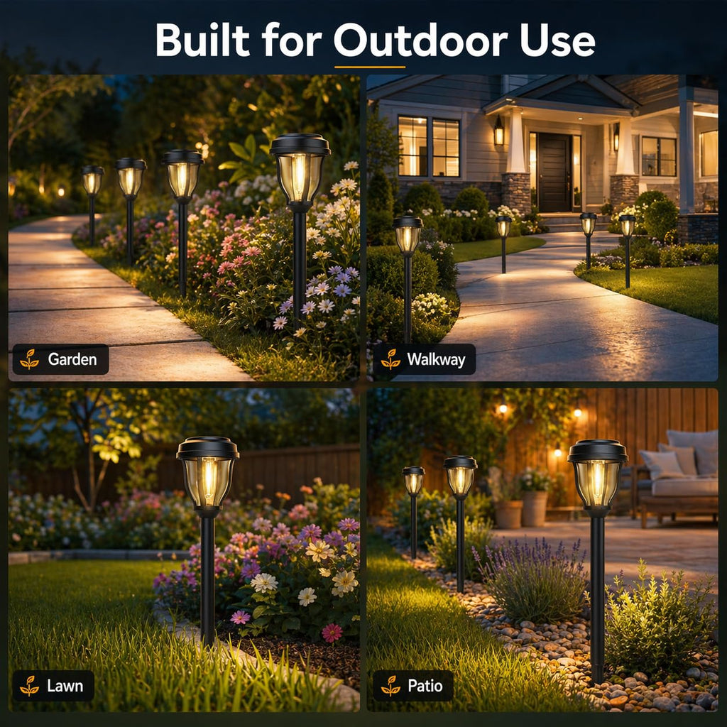 12 Pack Solar Lights Outdoor, Solar Pathway Lights Auto On/Off Waterproof Garden Landscape Lighting for Path, Yard