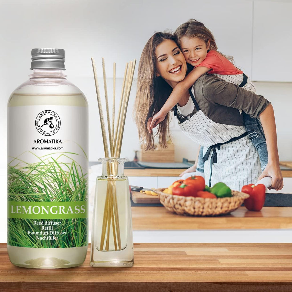 Lemongrass Reed Diffuser Refill, Natural Essential Lemongrass Oil 17 Fl Oz - Fresh & Long Lasting Fragrance - Reed - Set of 169
