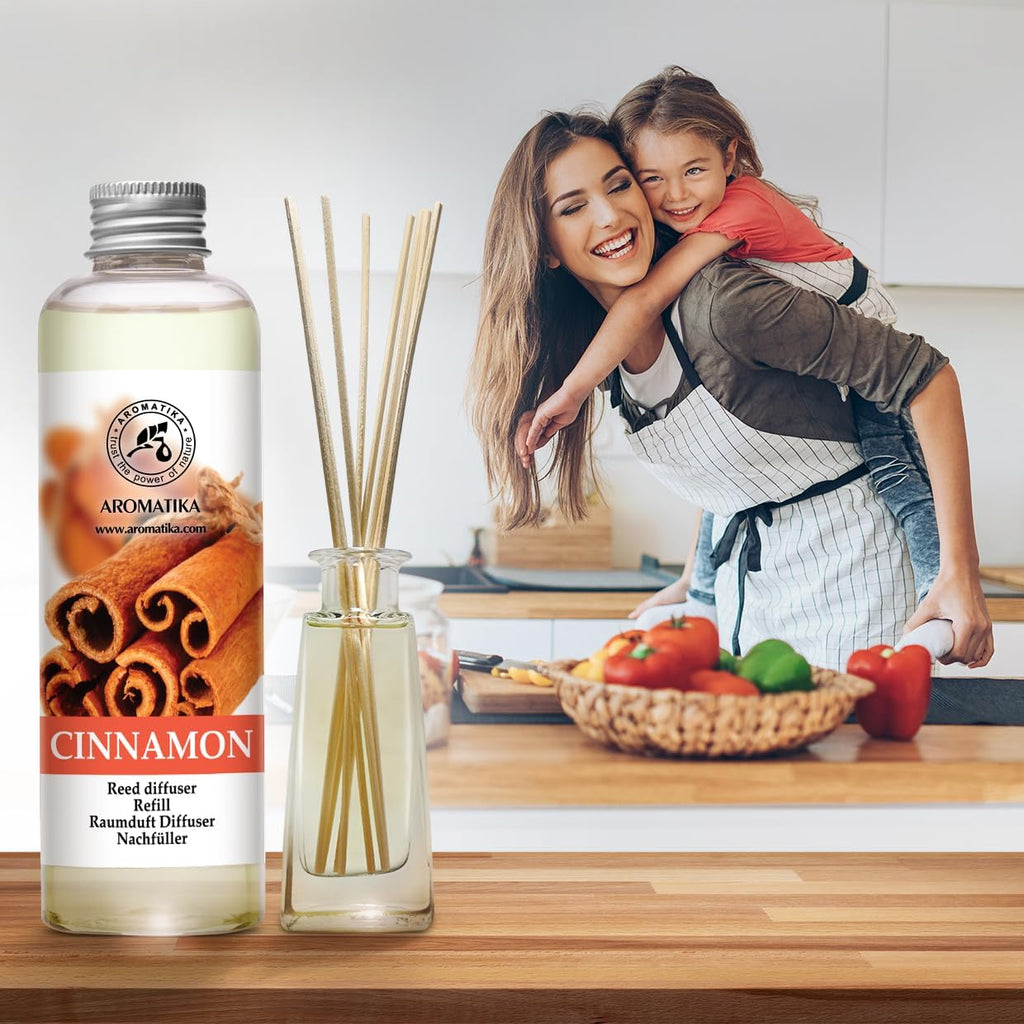 Cinnamon Reed Diffuser Refill with Natural Essential Cinnamon Oil 6.8 Fl Oz - Fresh & Long Lasting Fragrance - Reed