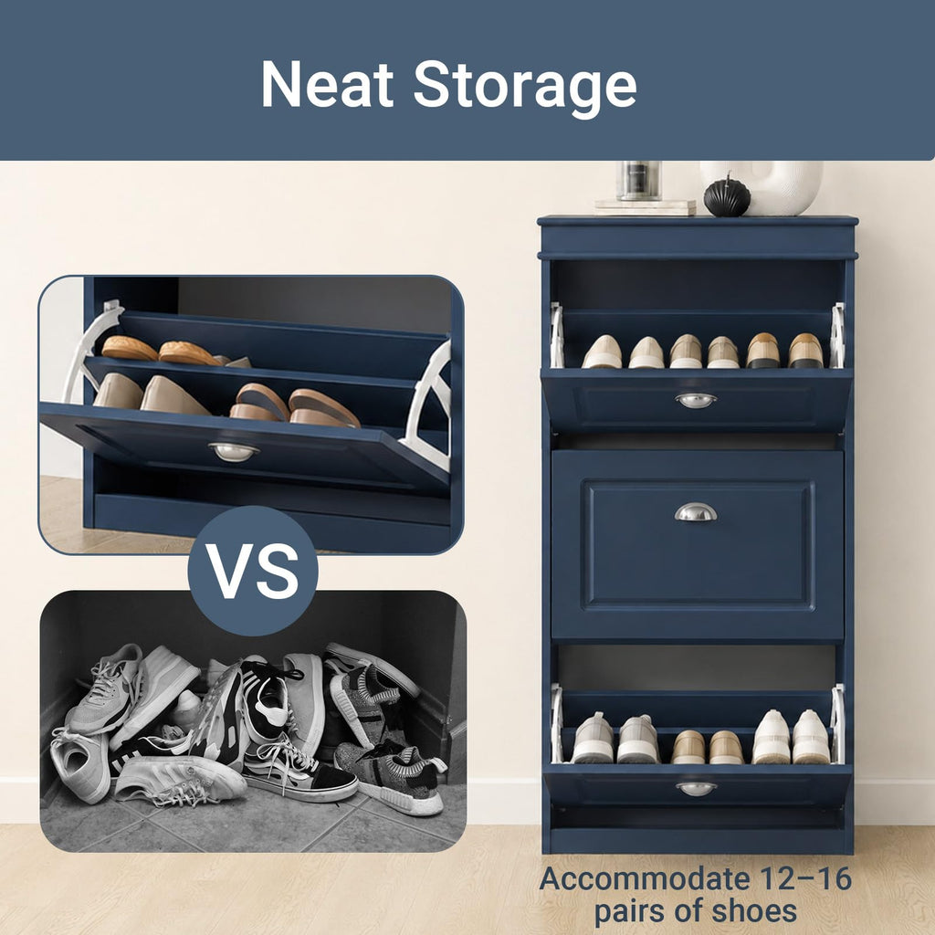 Shoe Cabinet with 3 Flip Drawers