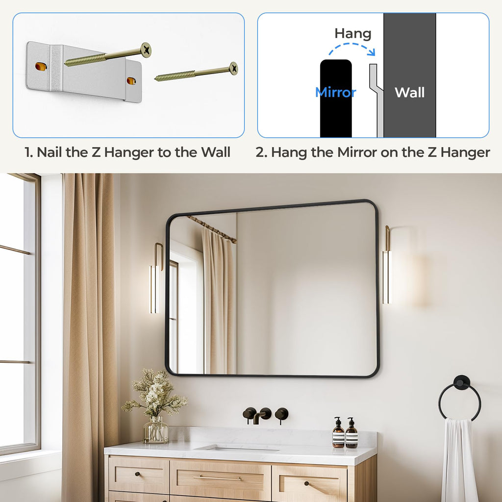 Black Bathroom Mirrors for Over Sink 30 x 40 Inch
