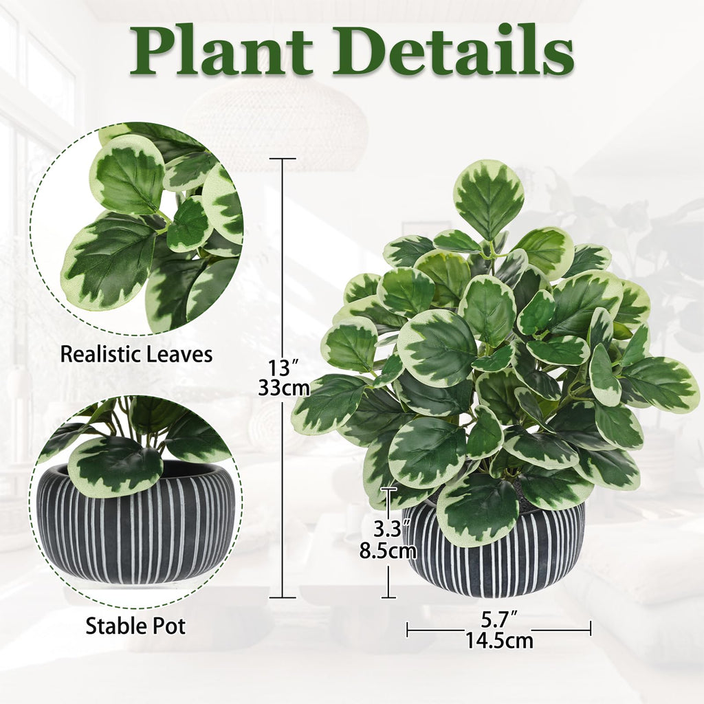 13" Artificial Plant Indoor Small Fake Plant in Oval Ceramic Pot