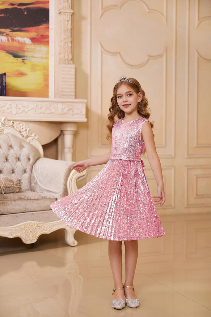 Girls Fancy Sparkly Sequin Formal Party Dance Dress