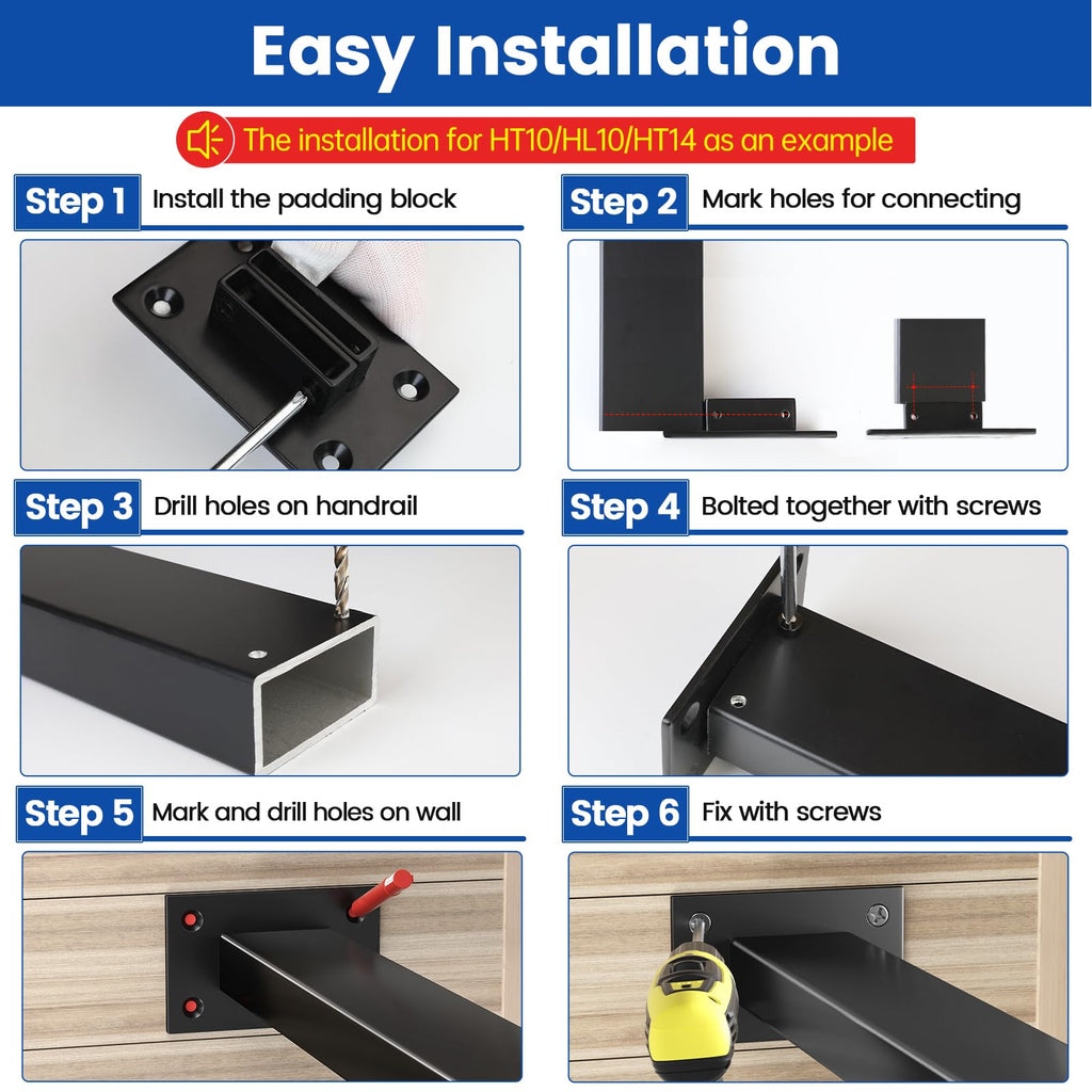 2Pack Black End Brackets HA34 for Flat Handrails