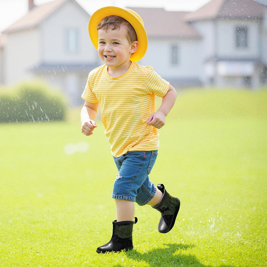 Toddler Rain Boots Baby Easy-on Rain Shoes for Boy&Girl