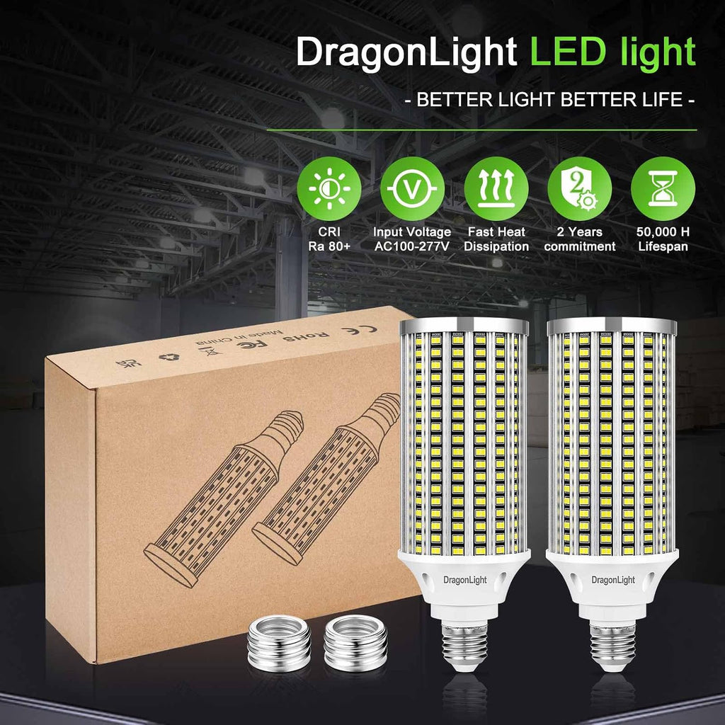 60W LED Corn Light Bulbs 6000K Daylight 7200Lumens, 2 Pack