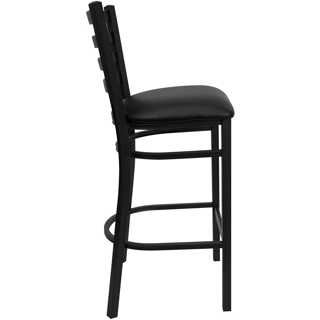 Ladder Back Restaurant Barstool, Black, 2-Pack