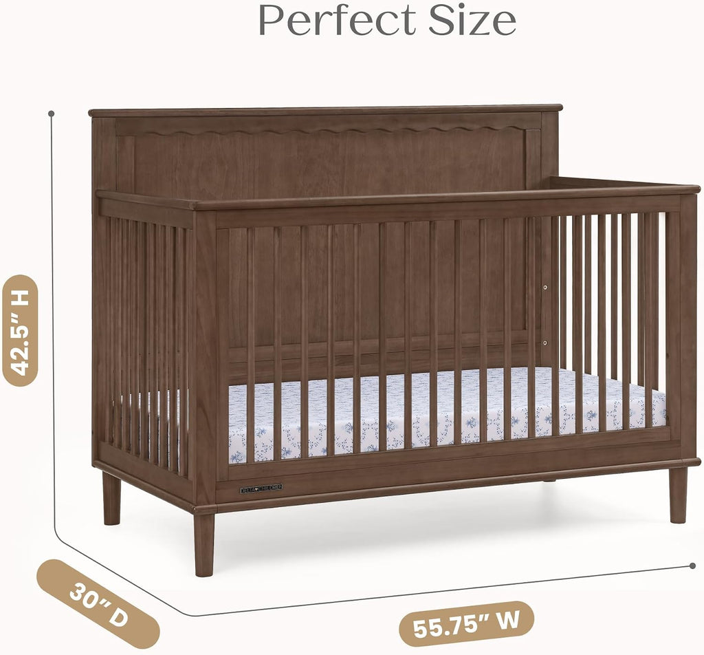 Penelope 6-in-1 Convertible Crib - Greenguard Gold Certified, Teak Brown