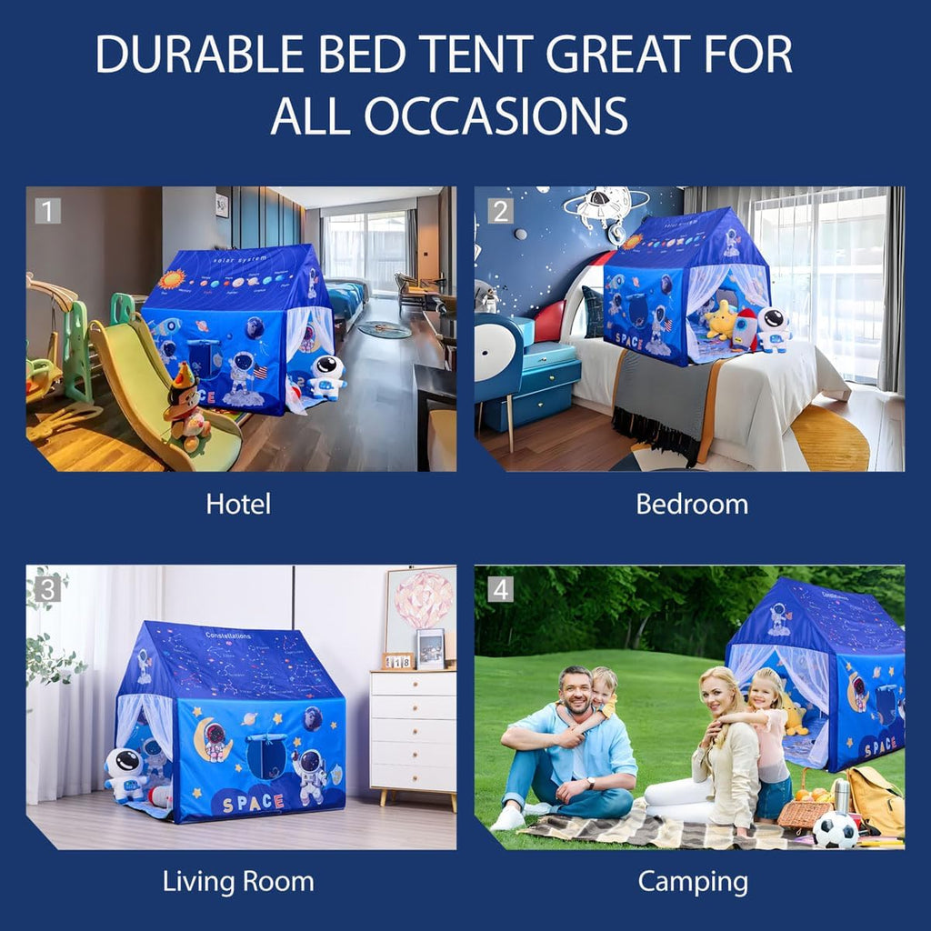 Space Rocket Ship Kids Tent with Mat for Boys & Girls Aged 3+ Toddler for Indoor Outdoor Playhouse Tent Set Sizes