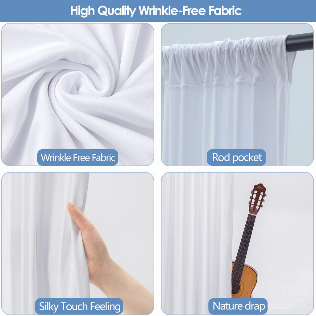 10x10ft Wrinkle Free White Backdrop Curtain for Parties Soft Fabric Drapes Wedding White Curtain Backdrop for