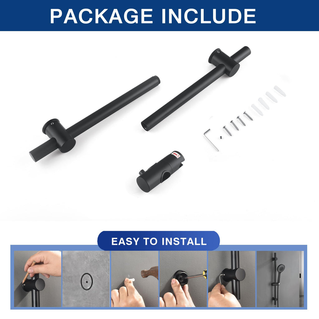 Adjustable Shower Slide Bar with Handheld Shower Head &Hose(Matte Black)