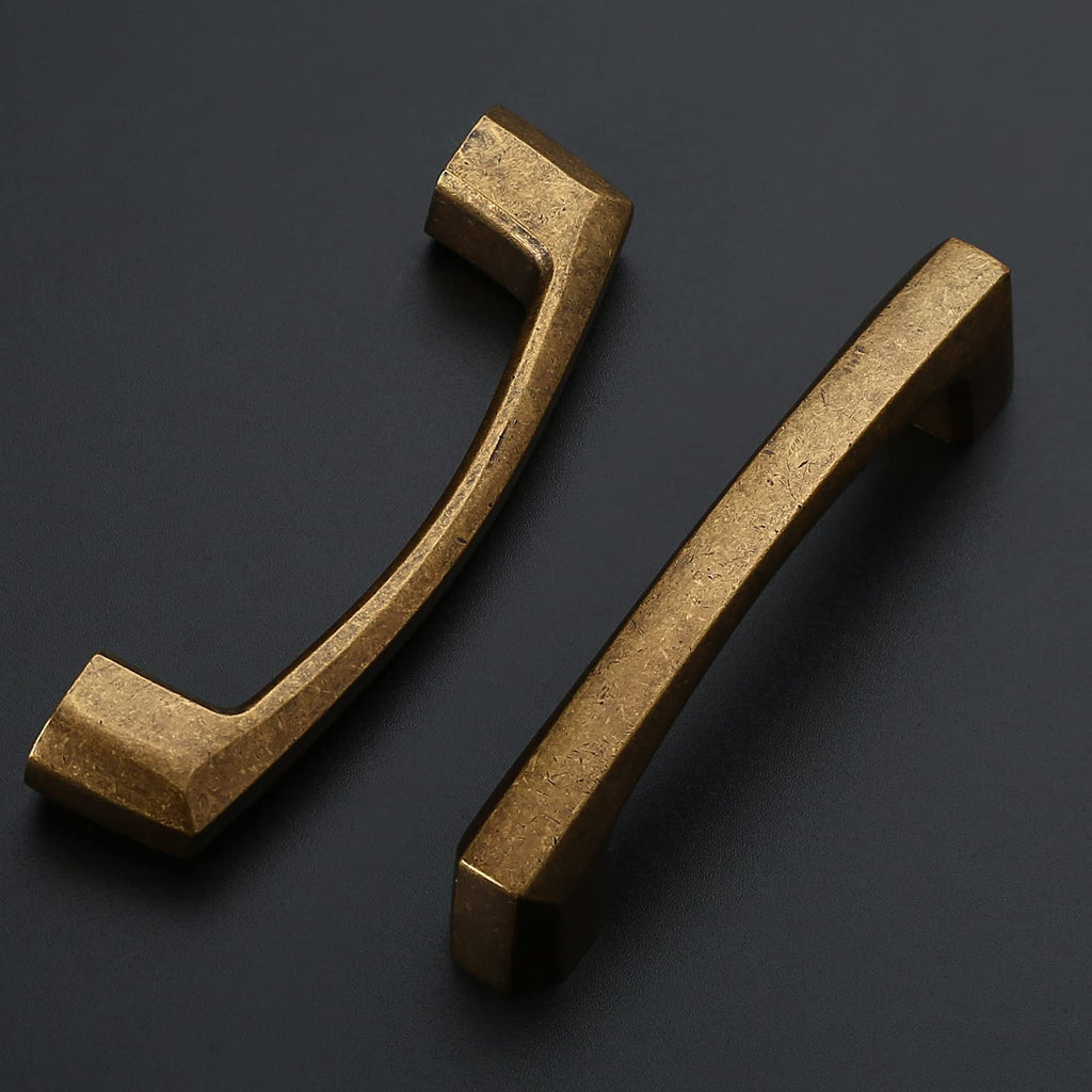 10 Pack Antique Brass Cabinet Pulls 3 Inch(76MM) Hole Centers Kitchen Vintage Retro Cabinet Handles Hardware Kitchen