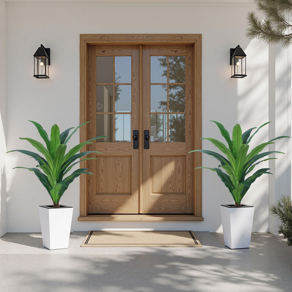 4FT Artificial Dracaena Tree with White Tall Planter-Tall Potted Faux Plants Indoor -Fake Floor Plant Living Room