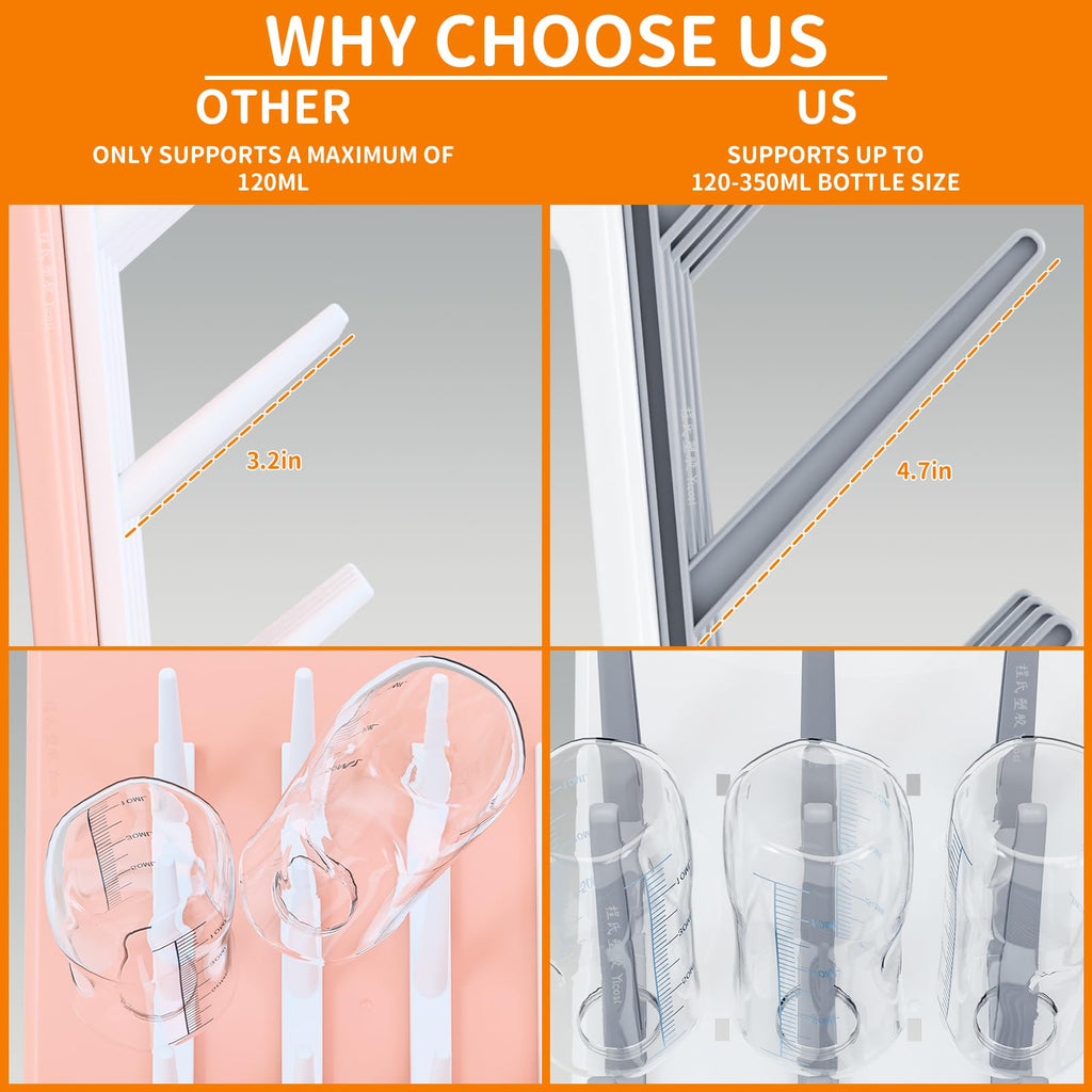 Vertical Baby Bottle Drying Rack,Space Saving Countertop Baby Drying Rack for Bottles,Large Baby Bottle Station