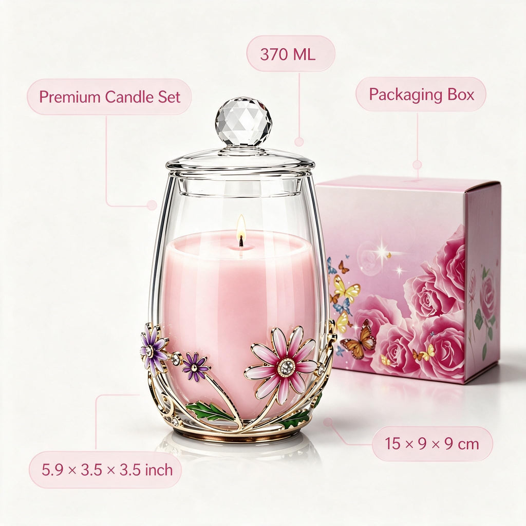 Gardenia scentend Candles Gifts for Women, Crystal Lid Gift Jar