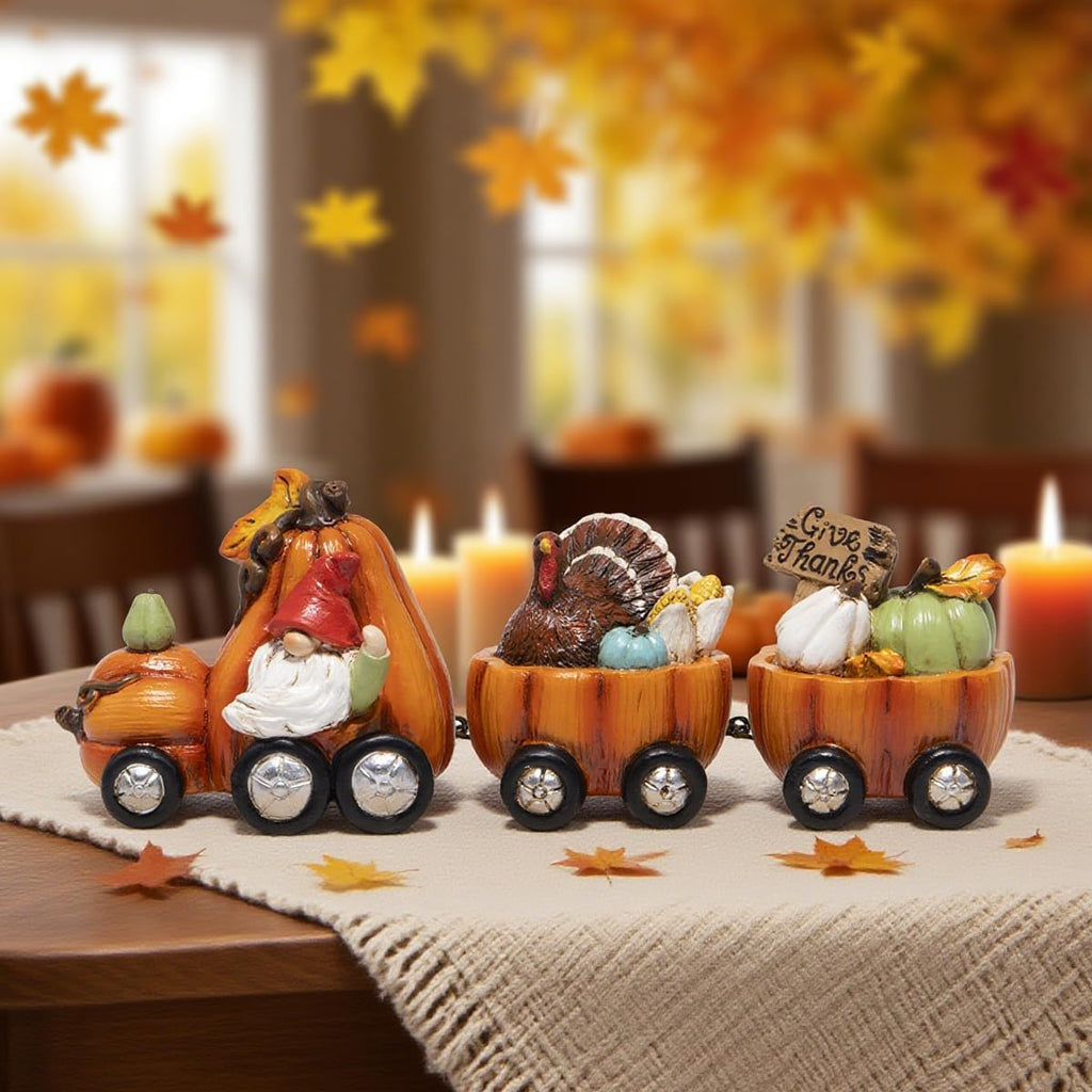 Fall Pumpkin Train Decoration Indoor,Thanksgiving Gnome Centerpiece