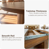 43.3'' - 59'' Extendable Round Dining Table for 4 - 8, Modern Wood Oval Kitchen Table with Storage Shelf