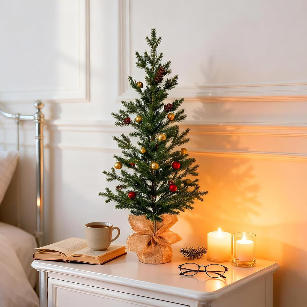 3FT Tabletop Artificial Christmas Tree, 209 PE Tips, Unlit, Office