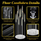 Tessco 4 Pcs 10 Arm 46.5 Acrylic Candelabra Table Centerpiece Floor Candelabras Clear Candle Holder with Removable