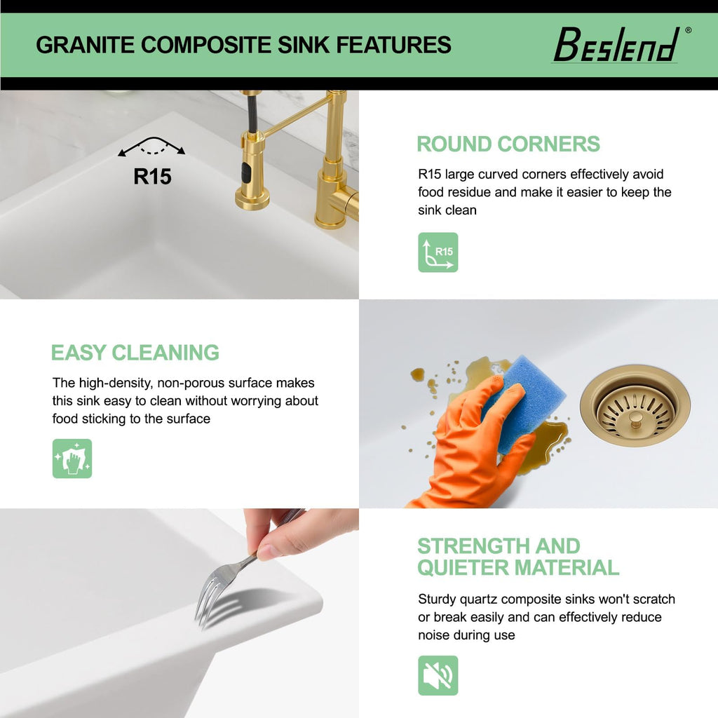 33 White Granite Composite Drop Sink